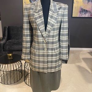 Kasper asl plaid suit with gray skirt set